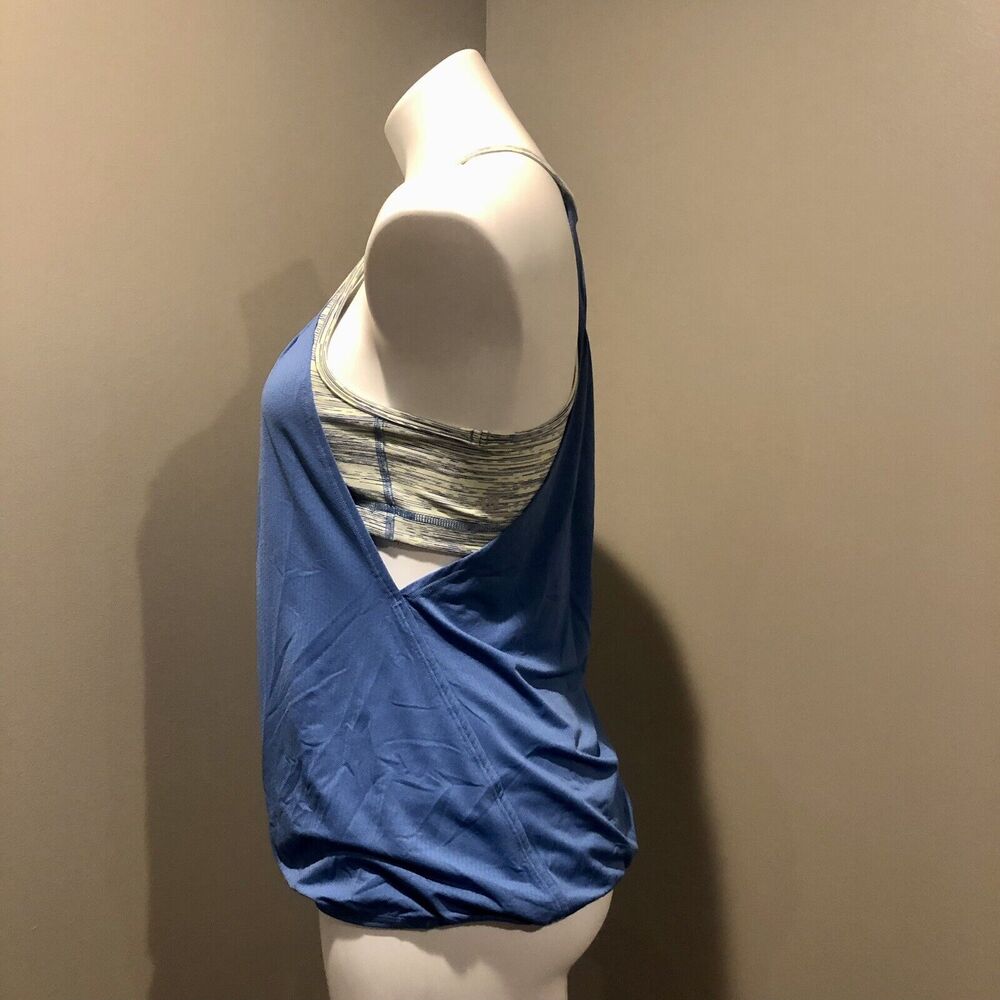 Lululemon Athletica Tank Top 6 Blue W/ Sports Bra Racerback Loose Fit Scoop Neck - Picture 3 of 14